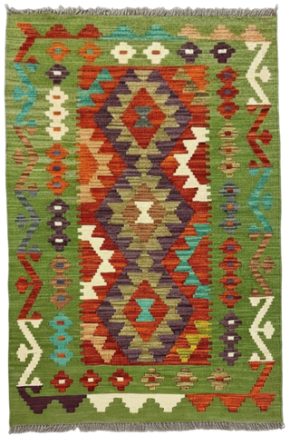 27736 - Kelim Hand-Woven/Flat-Weaved/Afghan Kelim/Carpet Modren/Nomadic Authentic/Size: 4'3" x 2'8"/130cm ×81cm
