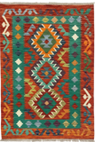 27741 - Kelim Hand-Woven/Flat-Weaved/Afghan Kelim/Carpet Modren/Nomadic Authentic/Size: 4'1" x 2'7"/124cm ×79cm