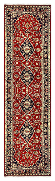 27226-Kashan Hand-Knotted/Handmade Persian Rug/Carpet Traditional/Authentic/Size: 9'8" x 2'6" /295cm x 76cm