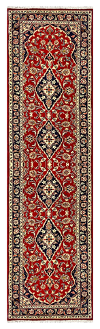 27226-Kashan Hand-Knotted/Handmade Persian Rug/Carpet Traditional/Authentic/Size: 9'8" x 2'6" /295cm x 76cm