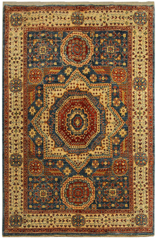 22328 - Chobi Ziegler Hand-Knotted/Handmade Afghan Rug/Carpet Traditional/Authentic/Size: 5'9" x 4'1"