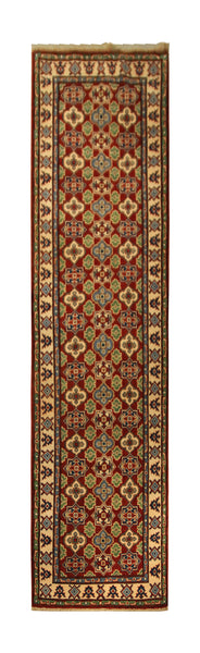 22343 - Kazak Hand-Knotted/Handmade Afghan Tribal/Nomadic Authentic/Size: 9'7" x 2'8"