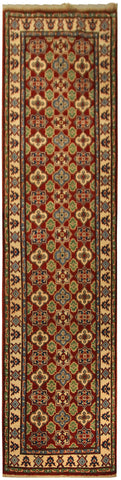 22343 - Kazak Hand-Knotted/Handmade Afghan Tribal/Nomadic Authentic/Size: 9'7" x 2'8"