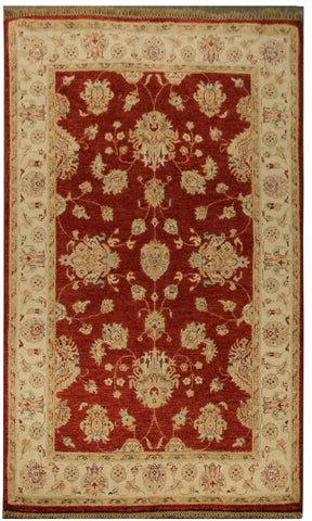 22325 - Chobi Ziegler Hand-knotted/Handmade Afghan Rug/Carpet Traditional Authentic/Size: 5'10" x 4'1"