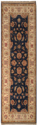 22303 - Chobi Ziegler Hand-knotted/Handmade Afghan Rug/Carpet Traditional Authentic/Size: 6'10" x 2'6"