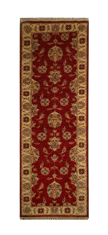 22313 - Chobi Ziegler Hand-knotted/Handmade Afghan Rug/Carpet Traditional Authentic/Size: 6'6" x 2'0"