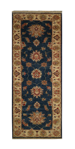 22315 - Chobi Ziegler Hand-knotted/Handmade Afghan Rug/Carpet Traditional Authentic/Size: 6'2" x 2'0"