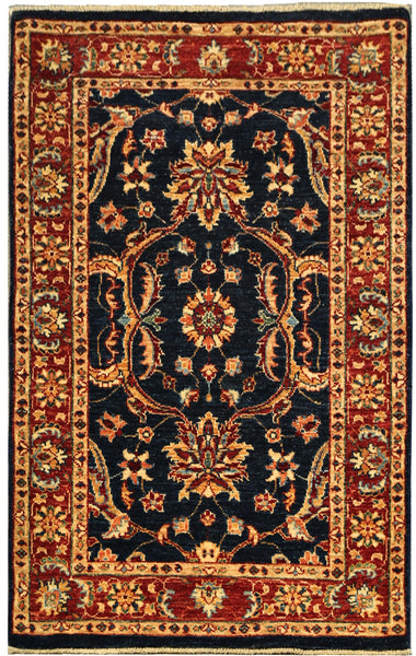 22293 - Chobi Ziegler Hand-Knotted/Handmade Afghan Rug/Carpet Modern Authentic/Size: 4'3" x 2'9"