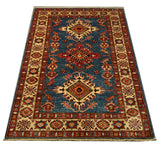 22452 -Royal Kazak Hand-Knotted/Handmade Afghan Tribal/Nomadic Authentic/Size: 4'10" x 3'3"