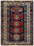 25409-Antique Kazak/Circa-1940/ Hand-Knotted/Handmade Russian Rug/Carpet Tribal/Nomadic Authentic/ Size: 4'8" x 3'2"