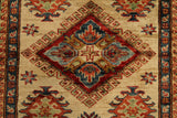 22448 -Royal Kazak Hand-Knotted/Handmade Afghan Tribal/Nomadic Authentic/Size: 4'11" x 3'3"