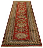 22383 -  Royal Kazak Hand-Knotted/Handmade Afghan Tribal/Nomadic Authentic/Size: 9'6" x 2'9"