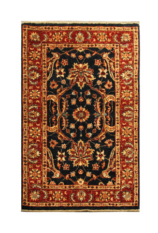 22294 - Chobi Ziegler Hand-Knotted/Handmade Afghan Rug/Carpet Traditional/Authentic/Size: 4'3" x 2'8"
