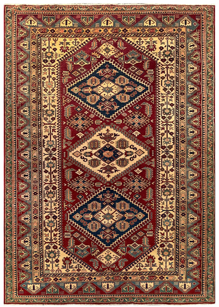 19408-Royal Shirvan Handmade/Hand-knotted Afghan Rug/Carpet Tribal/Nomadic Authentic/ Size: 8'4" x 5'10"