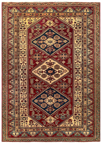 19408-Royal Shirvan Handmade/Hand-knotted Afghan Rug/Carpet Tribal/Nomadic Authentic/ Size: 8'4" x 5'10"