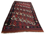 25410- Kelim Antique/Circa-1940/Hand-Woven/Flat Weaved/Handmade Persian /Carpet Tribal/Nomadic Authentic/Size: 9'10" x 5'4"