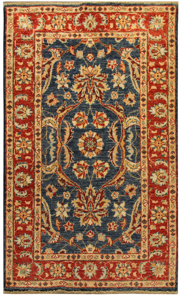 22300 - Chobi Ziegler Hand-Knotted/Handmade Afghan Rug/Carpet Modern Authentic/Size: 4'0" x 2'8"