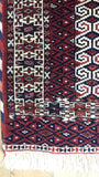 14640 - Turkoman Persian Hand-knotted Antique Authentic/Traditional Nomadic/Tribal Carpet/Rug/ Size: 3'8" x 2'11"