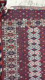14640 - Turkoman Persian Hand-knotted Antique Authentic/Traditional Nomadic/Tribal Carpet/Rug/ Size: 3'8" x 2'11"