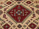 21514-Kazak Hand-Knotted/Handmade Afghan Rug/Carpet Tribal/Nomadic Authentic Size: 11'2" x 8'4"