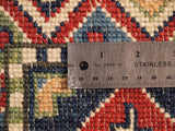 21514-Kazak Hand-Knotted/Handmade Afghan Rug/Carpet Tribal/Nomadic Authentic Size: 11'2" x 8'4"