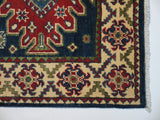 21591-Kazak Hand-Knotted/Handmade Afghan Rug/Carpet Tribal/Nomadic Authentic/Size: 6'5" x 2'9"