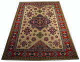 21612-Kazak Handmade/Hand-Knotted Afghan Rug/Carpet Tribal/Nomadic Authentic/Size: 7'10" x 5'6"