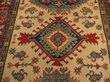 21674-Kazak Hand-Knotted/Handmade Afghan Rug/Carpet Tribal/Nomadic Authentic/ Size: 8'0" x 5'6"