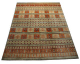 21750-Chobi Ziegler Hand-Knotted/Handmade Afghan Rug/Carpet Modern Authentic/Size: 6'7" x 5'2"