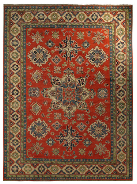 22421 - Kazak Hand-Knotted/Handmade Afghan Tribal/Nomadic Authentic/Size: 13'7" x 10'2"