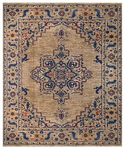 23689-Chobi Ziegler Hand-Knotted/Handmade Afghan Rug/Carpet Tribal/Nomadic Authentic/ Size/: 10’2” x 8’4”