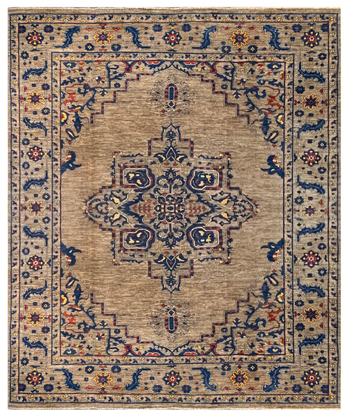 23689-Chobi Ziegler Hand-Knotted/Handmade Afghan Rug/Carpet Tribal/Nomadic Authentic/ Size/: 10’2” x 8’4”