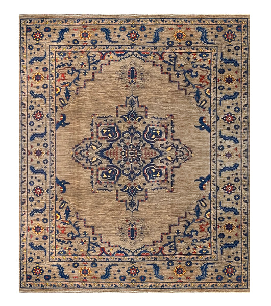23689-Chobi Ziegler Hand-Knotted/Handmade Afghan Rug/Carpet Tribal/Nomadic Authentic/ Size/: 10’2” x 8’4”