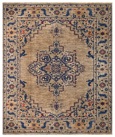 23689-Chobi Ziegler Hand-Knotted/Handmade Afghan Rug/Carpet Tribal/Nomadic Authentic/ Size/: 10’2” x 8’4”