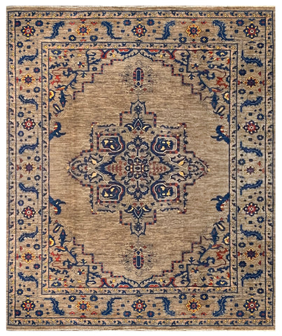 23689-Chobi Ziegler Hand-Knotted/Handmade Afghan Rug/Carpet Tribal/Nomadic Authentic/ Size/: 10’2” x 8’4”