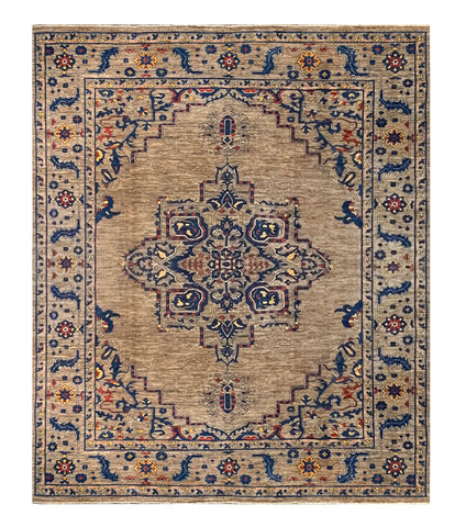 23689-Chobi Ziegler Hand-Knotted/Handmade Afghan Rug/Carpet Tribal/Nomadic Authentic/ Size/: 10’2” x 8’4”