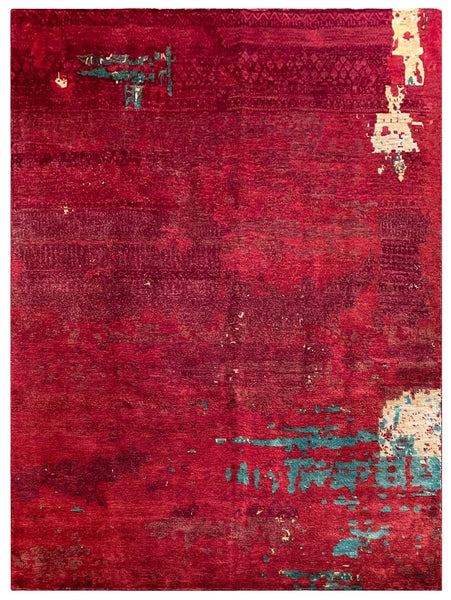 23819-Modern Gabbeh Hand-Knotted/Handmade Afghan Rug/Carpet Modern/Authentic Size: 11’6” x 8’6”