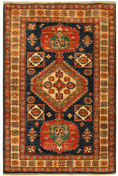 22467 - Royal Kazak Hand-Knotted/Handmade Afghan Tribal/Nomadic Authentic/Size: 5'11" x 4'1"