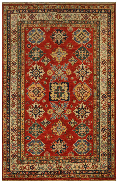 22468 -Royal Kazak Hand-Knotted/Handmade Afghan Tribal/Nomadic Authentic/Size: 6'6" x 4'11"