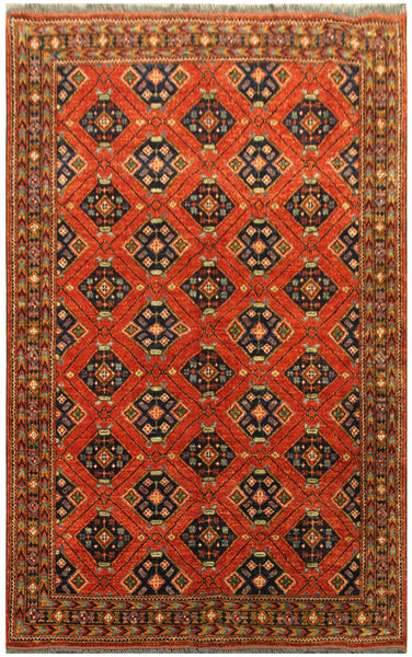 22513 - Royal Khal Mohammad Hand-Knotted/Handmade Afghan Rug/Carpet/Traditional/Authentic/Size: 6'7" x 5'0"