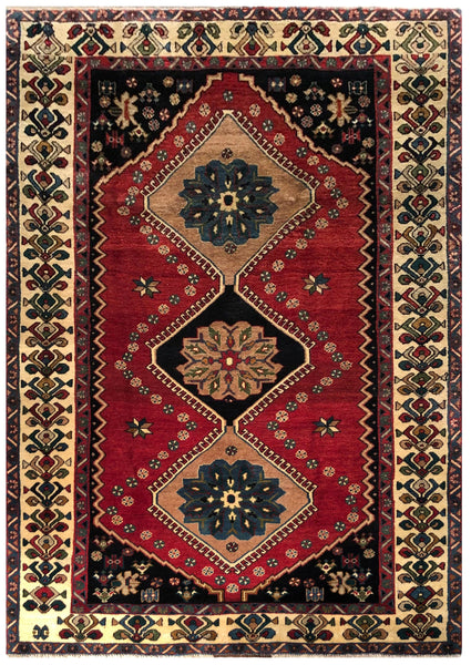 24242 - Shiraz Hand-Knootted/Handmade Persian Rug/Carpet Tribal/Nomadic Authentic/Size: 8'1" x 4'7"