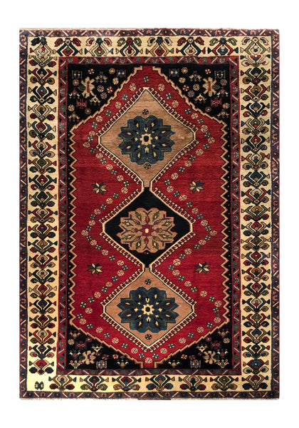 24242 - Shiraz Hand-Knootted/Handmade Persian Rug/Carpet Tribal/Nomadic Authentic/Size: 8'1" x 4'7"
