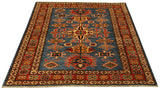 22454 - Kazak Hand-Knotted/Handmade Afghan Tribal/Nomadic Authentic/Size: 5'5" x 4'2"