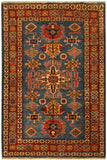22454 - Kazak Hand-Knotted/Handmade Afghan Tribal/Nomadic Authentic/Size: 5'5" x 4'2"