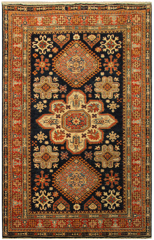 22462 - Royal Kazak Hand-Knotted/Handmade Afghan Tribal/Nomadic Authentic/Size: 6'9" x 4'9"