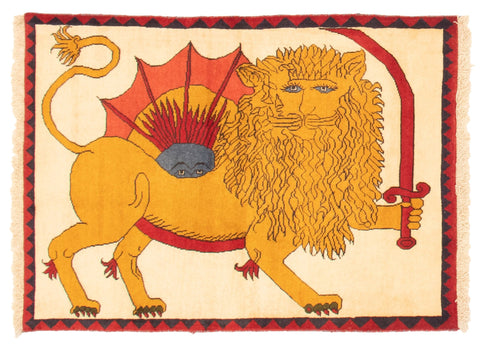 24835-Shiraz Hand-Knotted/Handmade Persian Rug/Carpet Tribal/Nomadic Authentic/ Size: 4'7" x 3'3"/140cm x 99cm