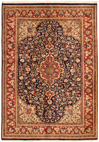 24816-Ghom Hand-knotted/Handmade Persian Rug/Carpet Traditional Authentic/ Size: 6'6" x 4'7"/198cm x 140cm