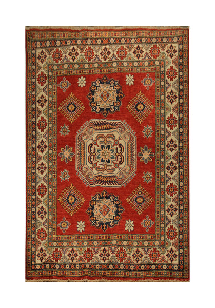 22460 - Kazak Hand-Knotted/Handmade Afghan Tribal/Nomadic Authentic/Size: 5'5" x 5'1"