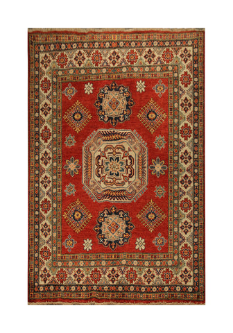 22460 - Kazak Hand-Knotted/Handmade Afghan Tribal/Nomadic Authentic/Size: 5'5" x 5'1"