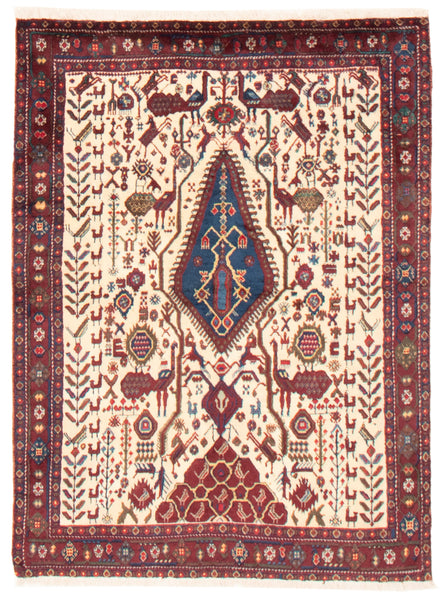 24857 - Afshar Hand-Knotted/Handmade Persian Rug/Carpet Tribal/Nomadic Authentic/Size: 5'4" x 4'0"
